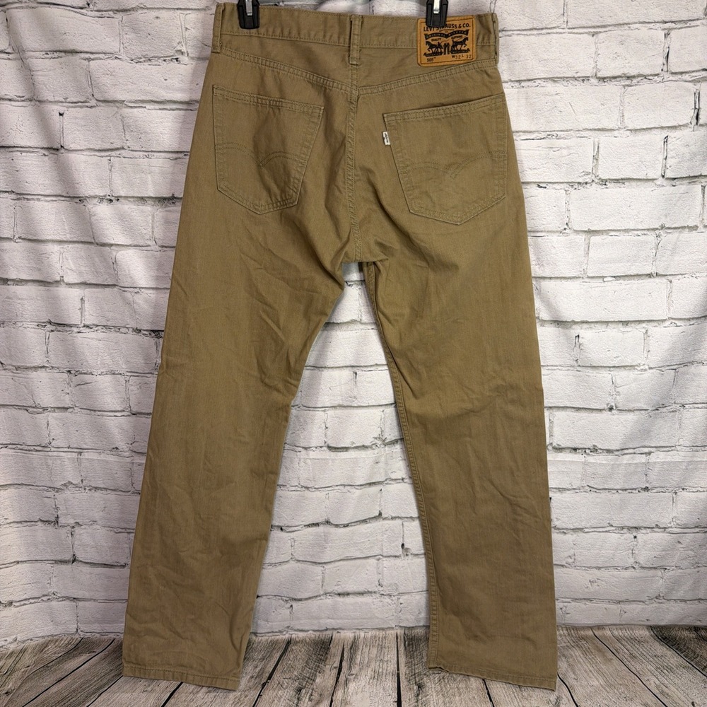 Levi's Mens Jeans 505 Straight Leg Khaki Denim Relaxed Fit Mid Rise 32x32